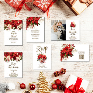 Reserva La Fecha Foto Rustic Poinsettia Navidades florales Boda