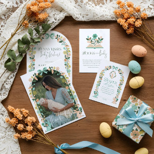 Pegatina Redonda Buey Baby Shower Bow