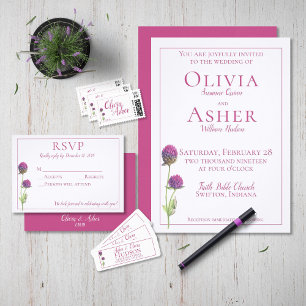 Invitación Boda Floral de color marrón rosa