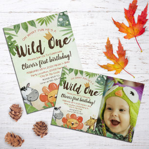 Invitación Wild One, Safari First Birthday, Foto