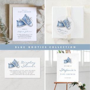 Invitación Watercolor Blue Baby Shoes It's a Boy Baby Shower
