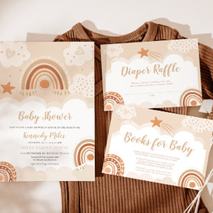 Invitación en Baby Shower del Boho Rainbow