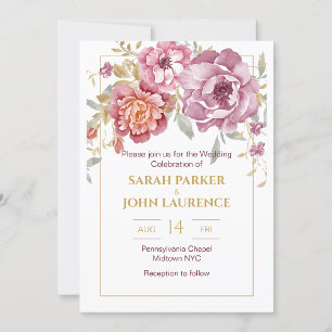 Elegante tarjeta Floral & Gold RSVP
