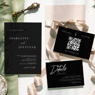 Invitación Moderno Boda sencillo, sencillo, negro y blanco