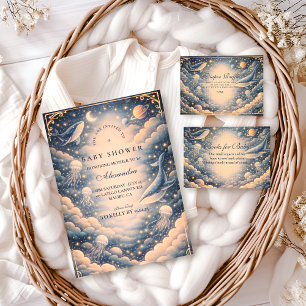 Invitación Champán de Ballenas Espacio para Baby Shower
