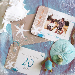 Invitación Boda de Marfil y Tan a orillas del mar