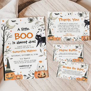 Tarjeta De Agradecimiento Halloween Little Boo Pumpkin Cuke Baby Shower
