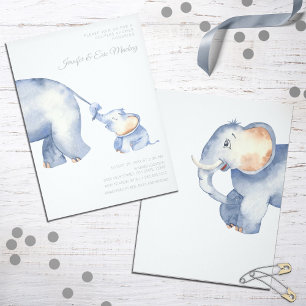 Invitación Mama y Baby Elephant Baby Shower