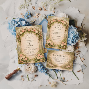 Tarjeta De Agradecimiento Boda Rústica Botánica de Cuerno