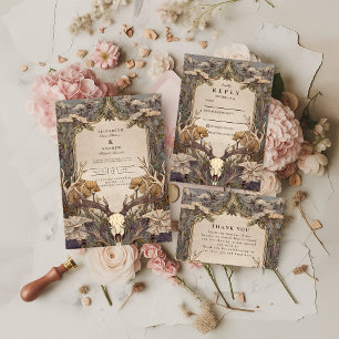 Tarjeta De Agradecimiento Boda Boho Bosque Cuerno