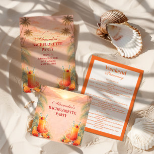 Invitación Despedida de soltera Tequila Sunrise Palm Paradise