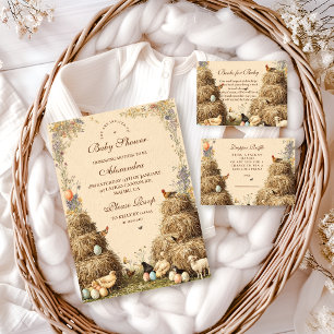 Invitación Baby Shower Rustic Barnyard Animals