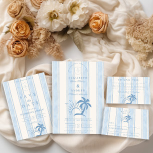 Tarjeta De Agradecimiento Boda de árbol de palmas dibujado a mano náutica