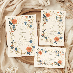 Tarjeta De Agradecimiento Boda Vintage Floral Fern