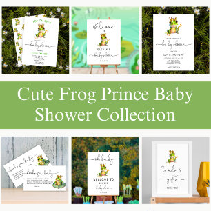 Póster Cute Frog Prince Baby Shower Cards and Gifts