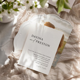 Invitación Boda de fotos horizontal de guión de Moda contempo