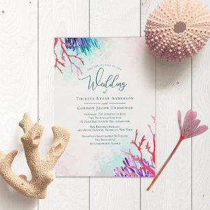 Invitaciones a la boda de coral oceánico