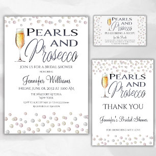 Invitación Foto de Pearls and Prosecco Bridal Shower
