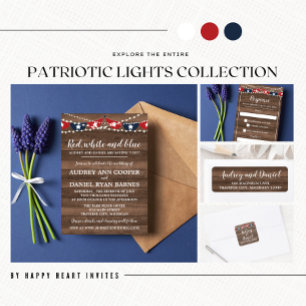 Invitación Boda fotográfico de Luces Patrióticas del 4 de jul