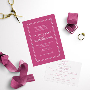 Invitación Cassis rosa simple Boda formal elegante