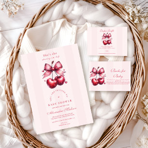 Invitación Moda Coquette Cherry en Baby Shower top