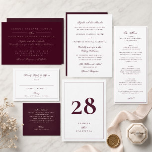 Invitación Paisaje Plum Maroon Caligrafía formal Elegante