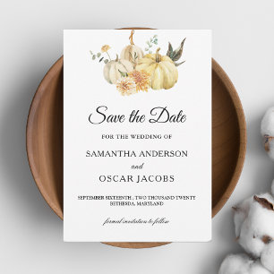 Invitación Calabaza y flores de color de agua otoñal de moda