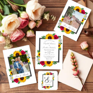 Posavasos Cuadrado De Papel Girasol Rosa Margarita Otoño Floral Boda