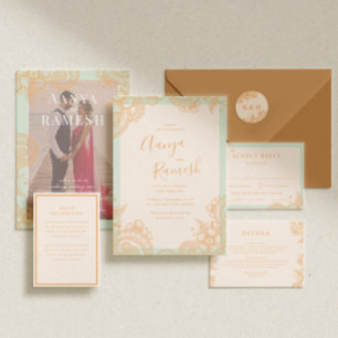 Tarjeta De Agradecimiento Mehndi Boda Gracias