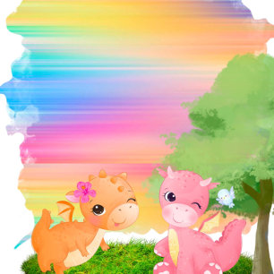 Invitación Chica de Dragones Naranja rosado lindo Baby Shower