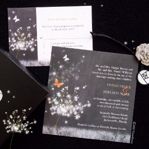 Invitación Trendy Chalkboard Dandelion Boda