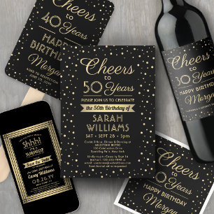 Invitación Descargable Fiesta de Cumpleaños Sorpresa Negro y 
