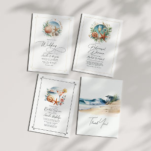 Tarjeta De Agradecimiento Foto de casamiento en playa de Moda costera