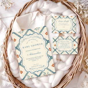 Servilleta De Papel Chorreo Floral Turquesa Vintage para Baby Shower