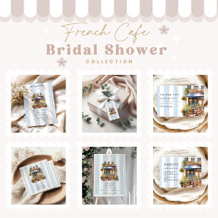 Pegatina Redonda Blue French Cafe Bridal Shower