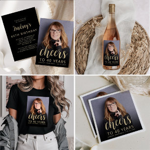 Camiseta Triblenda Foto personalizado Saluda a 40 Fiesta de cumpleaño
