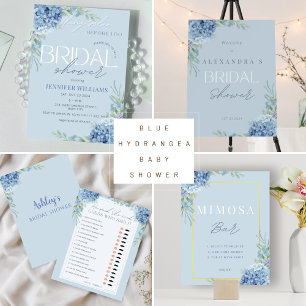 Servilleta De Papel Duste Blue Floral Hydrangea Bridal Shower