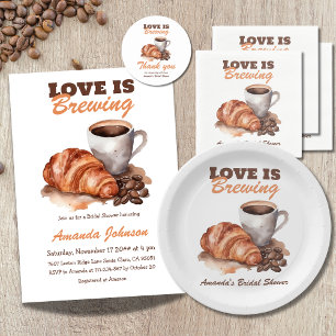 Pegatina Redonda El amor está preparando café, ducha de novias fran