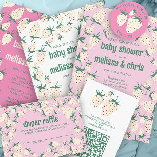 Invitación Cumpleaños de bebé personalizado Fresa Blanca Cute