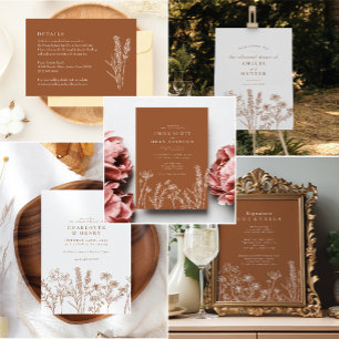 Invitación a la Boho para la Boda Verde de Flor Si
