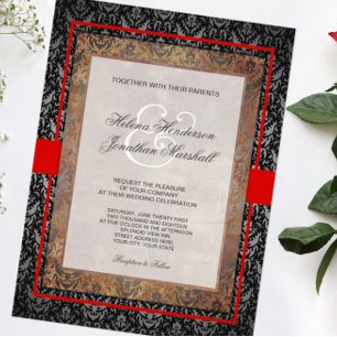 Elegante invitación a la boda de Damasco toscana