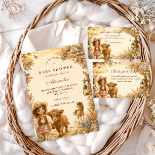 Invitación Ducha de Bebé Vintage Chica Western Boho