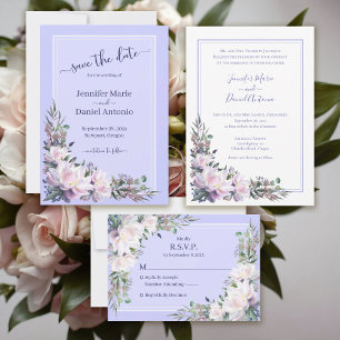 Peony Garden Periwinkle Todo en una Invitación de 