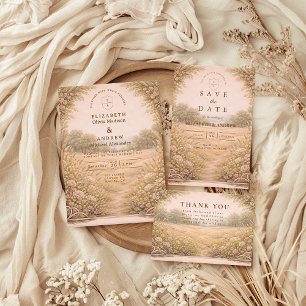 Tarjeta De Agradecimiento Boda de Jardín Rústico en el Campo