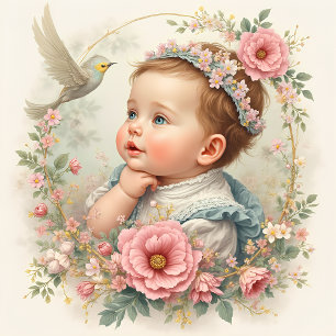 Tarjeta plana de invitación de ángel de bautismo