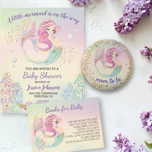 Chapa Redonda De 5 Cm Mamá estará embarazada de la sirena Baby Shower
