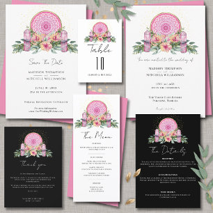 Invitación Boda metafísico de cristales de Mandala floral ros