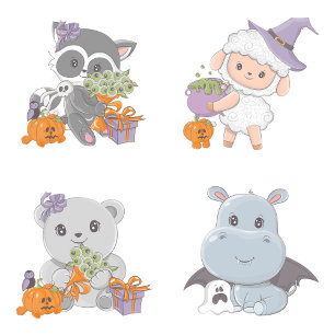 Invitación Halloween Hippotamus Little Boo Baby Shower