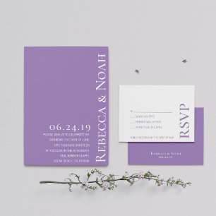 Invitación Boda de texto de lavanda elegante Minimalista simp