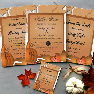 Tarjeta De Recepción Elegante Boda de otoño de otoño de hojas de calaba